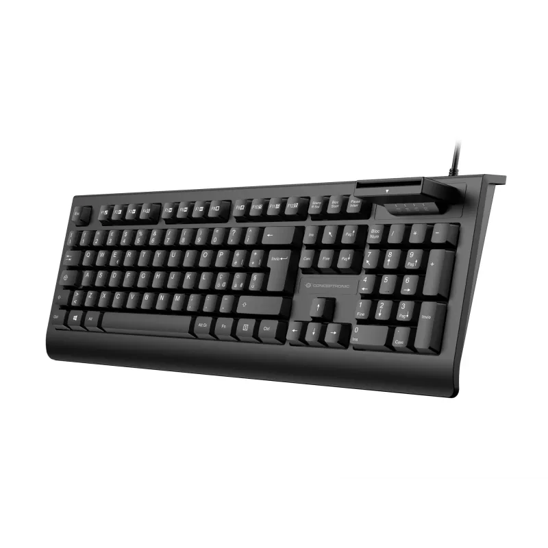 CONCEPTRONIC USB klaviatūra su išmaniuoju ID kortelių skaitytuvu KAYNE01IT - pilno dydžio 105 klavišų, itališkas išdėstymas, laidinė, 1,5 m laidas, juoda