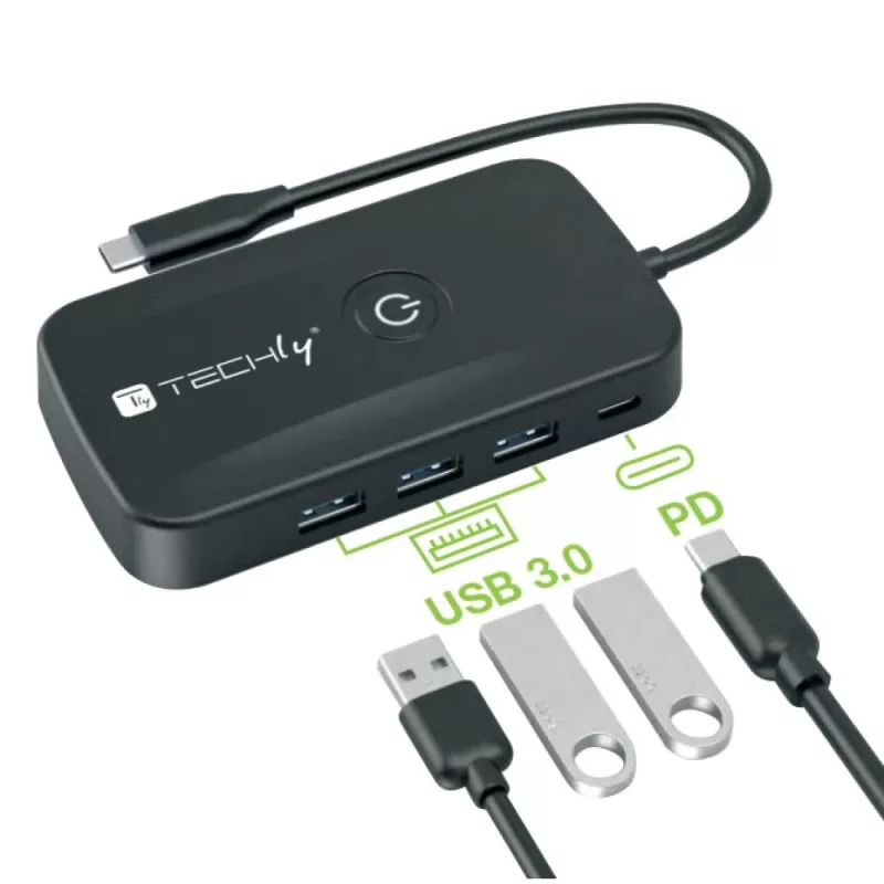 Techly IDATA USBC-HUB5WL AV plėtinys AV siųstuvas ir imtuvas Juodas