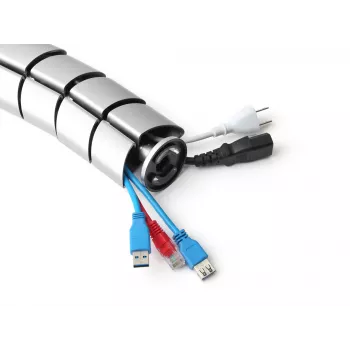 Kabelių įvorė Equip Dviejų kanalų kabelių tvarkymo stuburas, sidabrinė