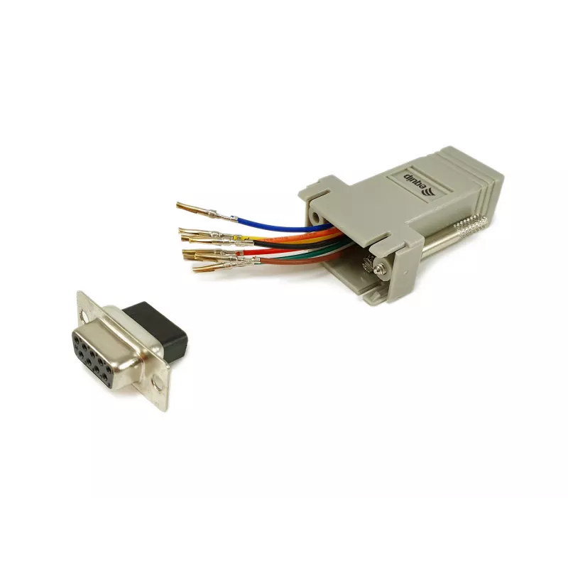 Equip DB9 į RJ45 adapteris, moteriška, serijinė, pilka, 72x33x16 mm