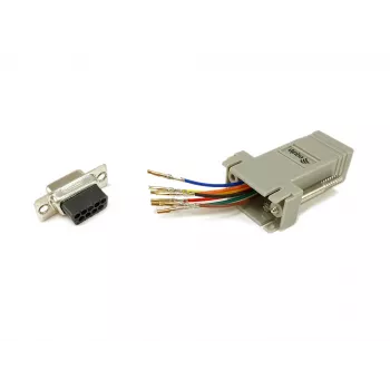 Equip DB9 į RJ45 adapteris, moteriška, serijinė, pilka, 72x33x16 mm