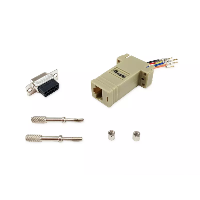 Equip DB9 į RJ45 adapteris, moteriška, serijinė, pilka, 72x33x16 mm