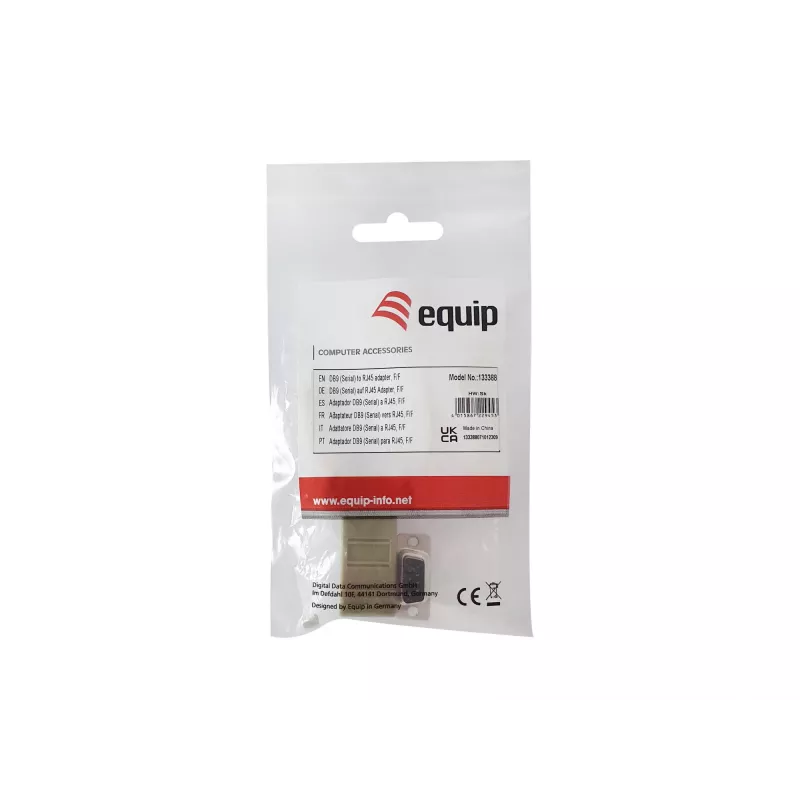 Equip DB9 į RJ45 adapteris, moteriška, serijinė, pilka, 72x33x16 mm