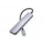 EQUIP USB-C 6‑viename daugiafunkcis adapteris — HDMI 4K/60Hz, 4× USB‑C Gen2 (10Gbps), 100W PD, 0,25 m laidas, Pilka