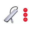 EQUIP USB-C 6‑viename daugiafunkcis adapteris — HDMI 4K/60Hz, 4× USB‑C Gen2 (10Gbps), 100W PD, 0,25 m laidas, Pilka