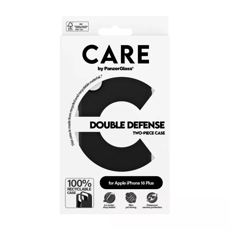 PanzerGlass CARE™ by ® Double Defense Case Juoda iPhone 16 Plus