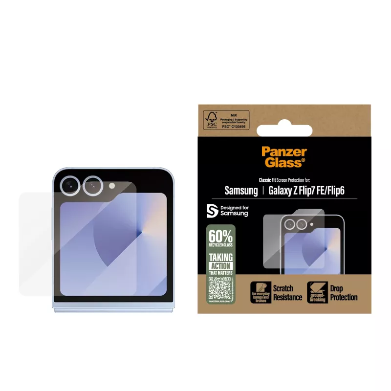 PanzerGlass ® Apsauginė ekrano plėvelė Samsung Galaxy Z Flip7 FE | Flip6 | Classic Fit