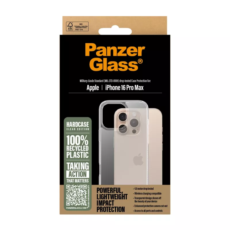 PanzerGlass ® HardCase permatomas iPhone 16 Pro Max dėklas