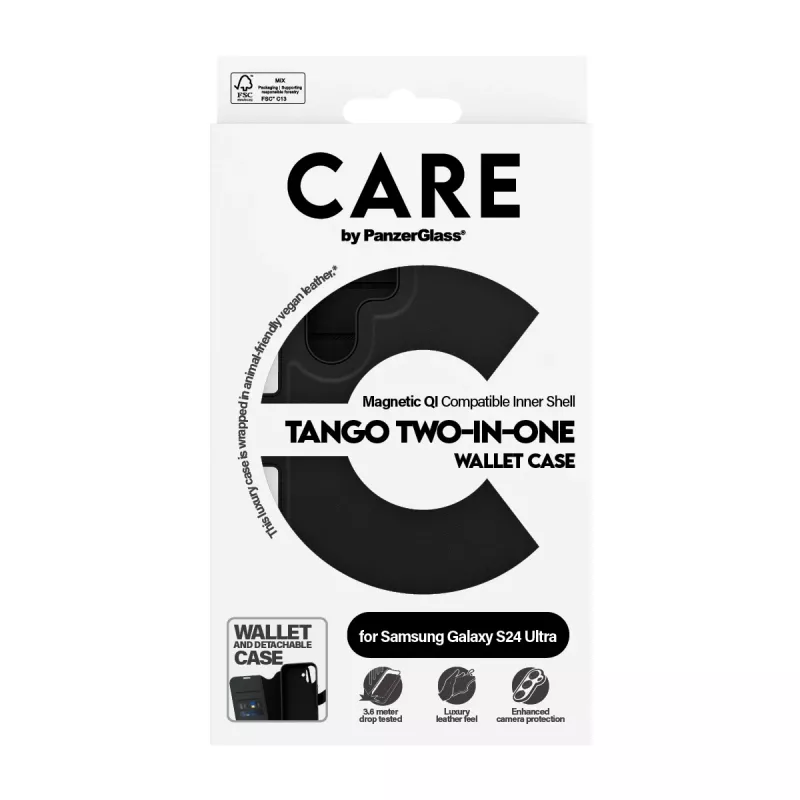 Telefono dėklas PanzerGlass CARE Feature Case Tango Two-in-One Wallet, suderinamas su Samsung Galaxy S24 Ultra, permatomas