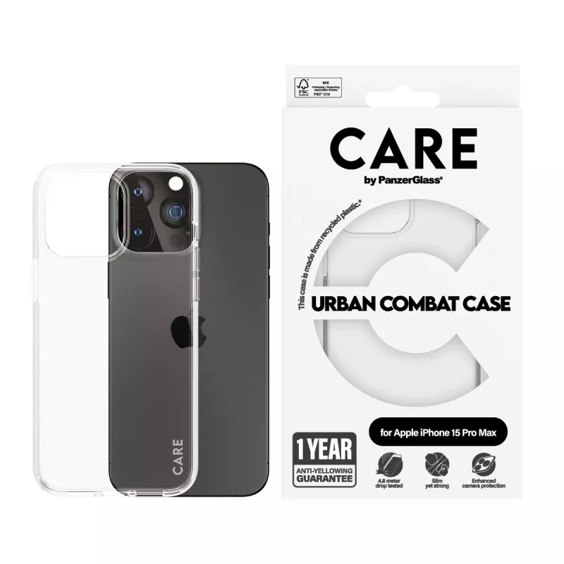 PanzerGlass CARE™ by ® Urban Combat dėklas Transparent iPhone 15 Pro Max
