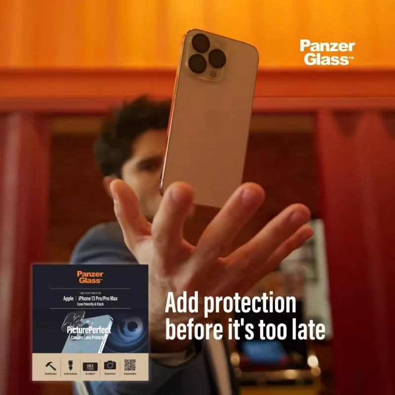 PanzerGlass kameros objektyvo apsauga Apple iPhone 13 Pro 13 Pro Max, atspari įbrėžimams ir smūgiams