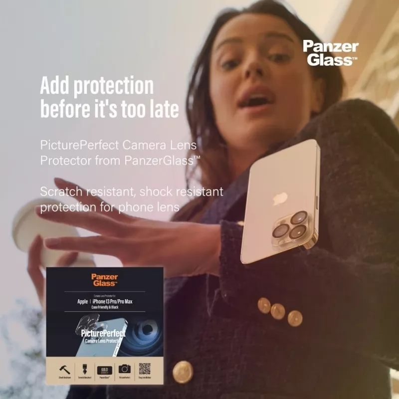 PanzerGlass kameros objektyvo apsauga Apple iPhone 13 Pro 13 Pro Max, atspari įbrėžimams ir smūgiams