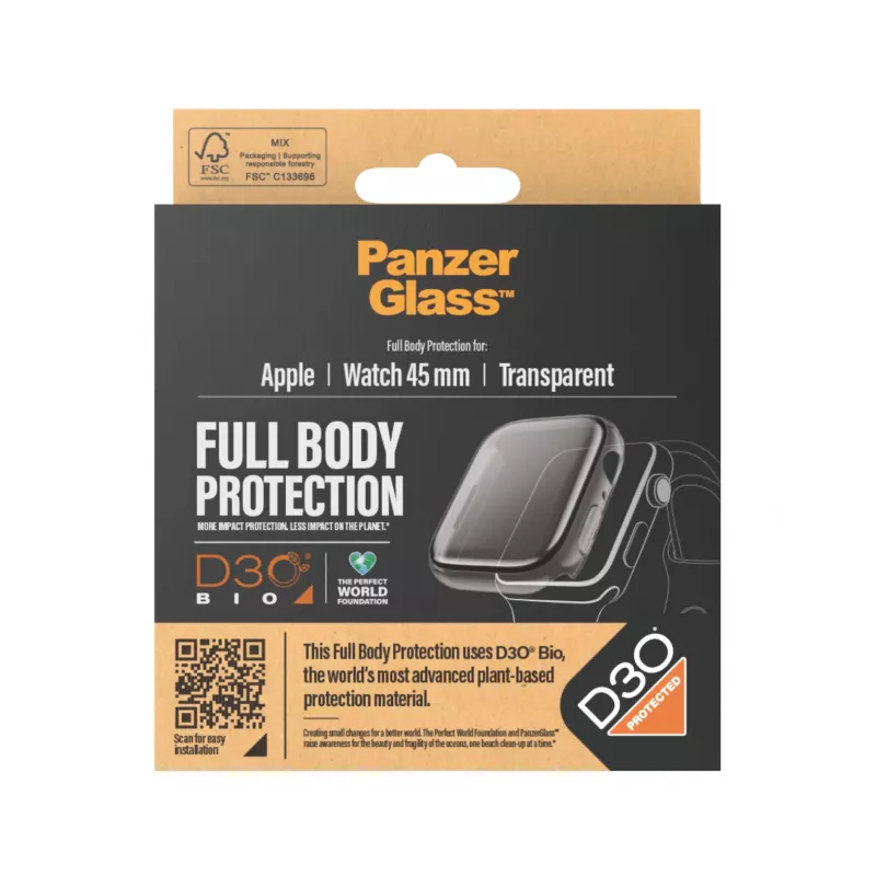PanzerGlass® Full Body Transparent su D3O® skirtas Apple Watch Series 9 | 45mm