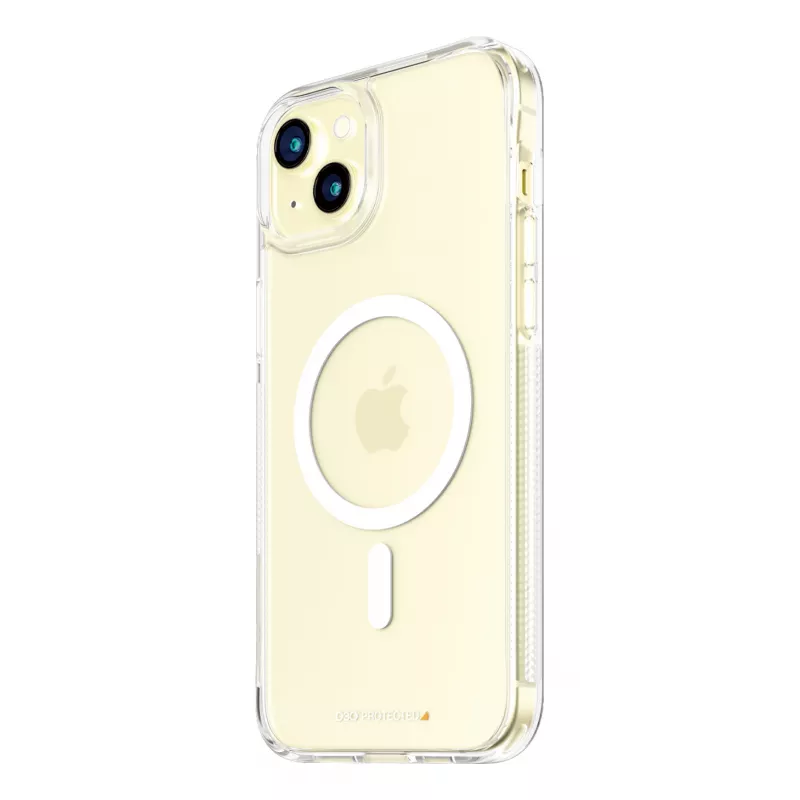 Apsauginis dėklas HardCase MagSafe PanzerGlass, skirtas iPhone 15 Plus – permatomas, pagamintas iš perdirbto plastiko, tinka 6,69 colio ekranui