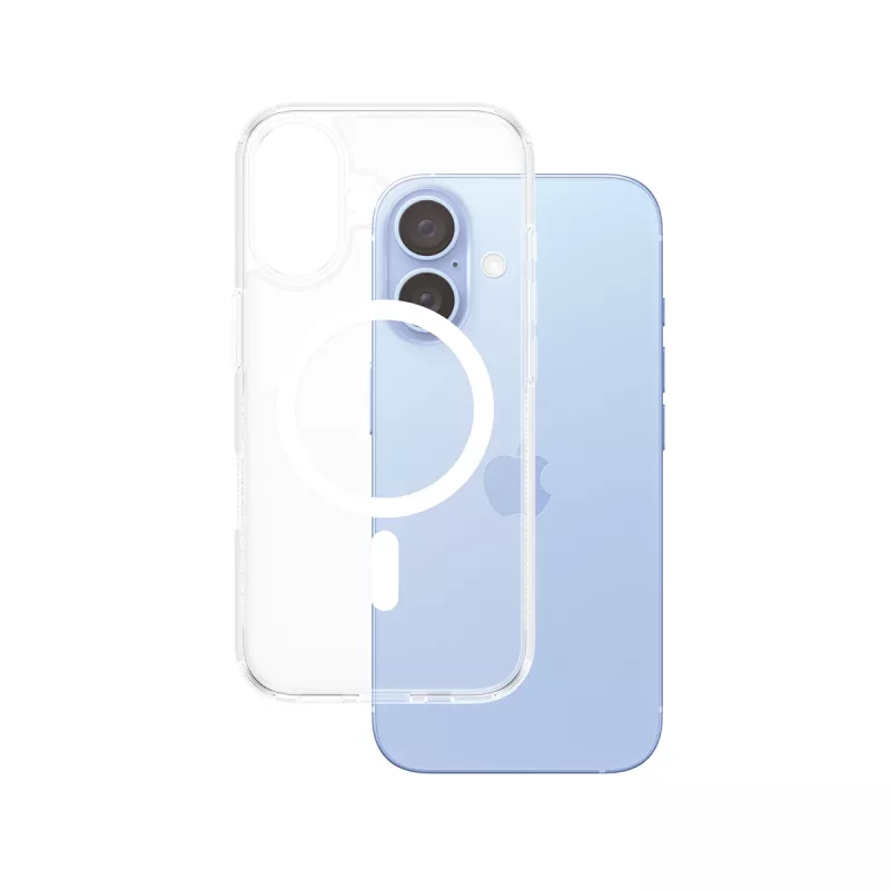 Dangtelis PanzerGlass HardCase permatomas su baltu MagSafe, skirtas iPhone '24 6,1 col.