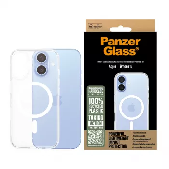 Dangtelis PanzerGlass HardCase permatomas su baltu MagSafe, skirtas iPhone '24 6,1 col.