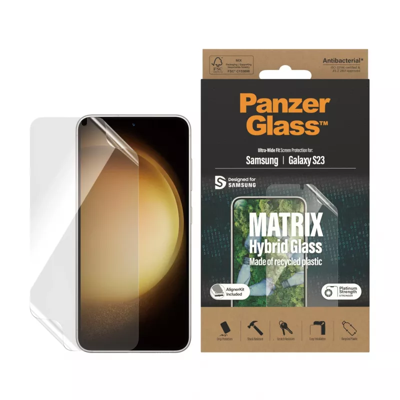 PanzerGlass ® ECO MATRIX ekrano apsauginė plėvelė Samsung Galaxy S23 | Itin platus pritaikymas su AlignerKit