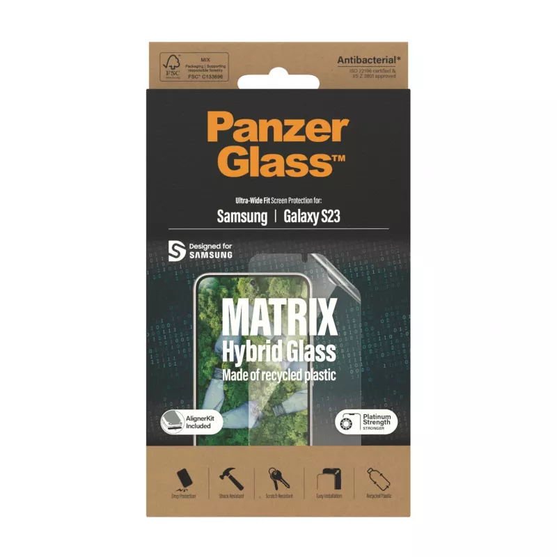 PanzerGlass ® ECO MATRIX ekrano apsauginė plėvelė Samsung Galaxy S23 | Itin platus pritaikymas su AlignerKit