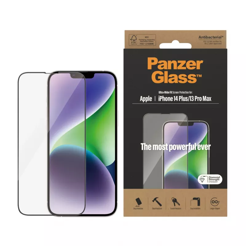 Ekrano apsauga PanzerGlass Apple iPhone 14 Plus 13 Pro Max Ultra-Wide Fit atspari įbrėžimams ir smūgiams