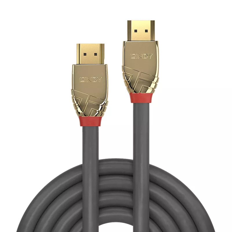 Lindy 20 m standartinis HDMI laidas, Gold Line, 20 m, HDMI A tipo (standartinis), HDMI A tipo (standartinis), 4096 x 2160 pikselių, 10,2 Gbit/s, pilka