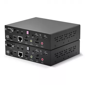 Lindy 100 m Cat.6 dvigalvis HDMI, USB ir RS-232 plėtiklis, siųstuvas ir imtuvas, laidinis, 100 m, Cat6, 1920 x 1080 pikselių, juoda