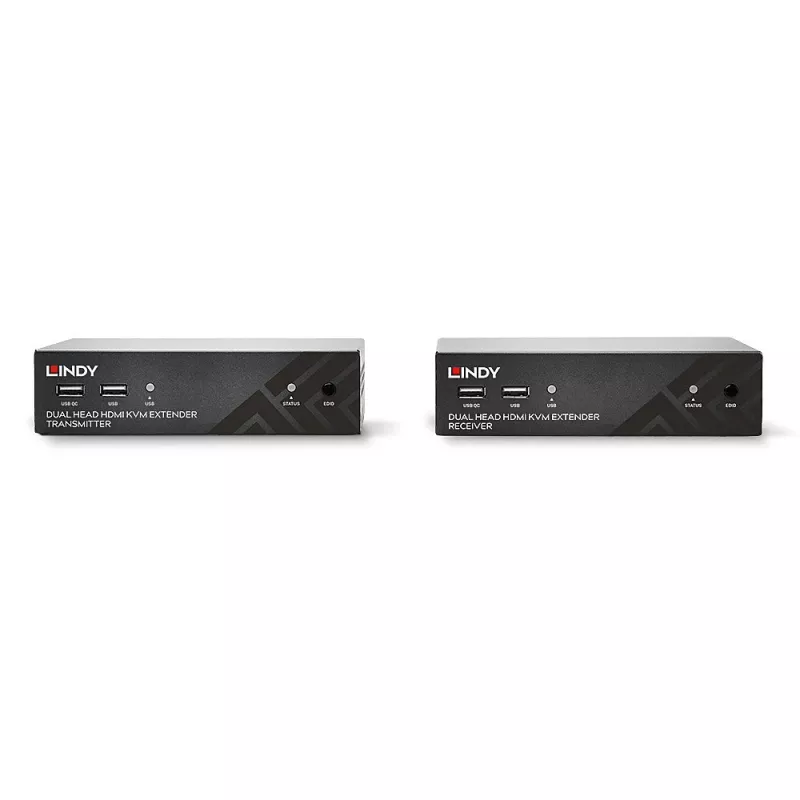 Lindy 100 m Cat.6 dvigalvis HDMI, USB ir RS-232 plėtiklis, siųstuvas ir imtuvas, laidinis, 100 m, Cat6, 1920 x 1080 pikselių, juoda