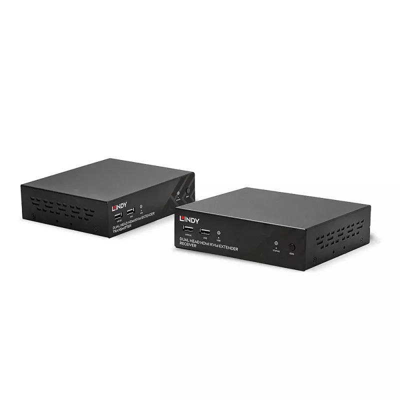 Lindy 100 m Cat.6 dvigalvis HDMI, USB ir RS-232 plėtiklis, siųstuvas ir imtuvas, laidinis, 100 m, Cat6, 1920 x 1080 pikselių, juoda