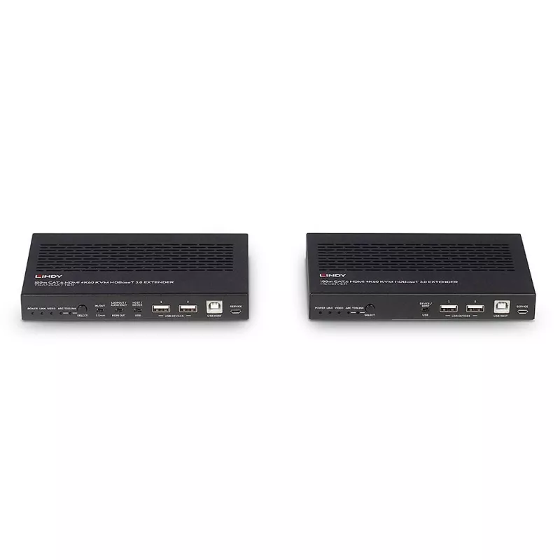Lindy 100m Cat.6A HDMI 4K60, garso, IR ir RS-232 HDBaseT 3.0 KVM plėtiklis