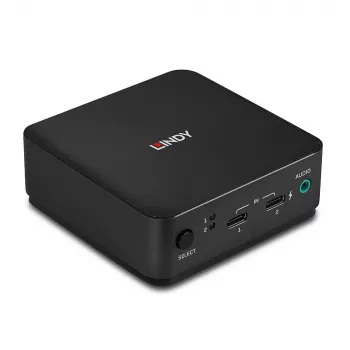 Lindy 2 prievadų C tipo, DisplayPort 1.2 KVM jungiklis, 3840 x 2160 pikselių, 4K Ultra HD, pilkas