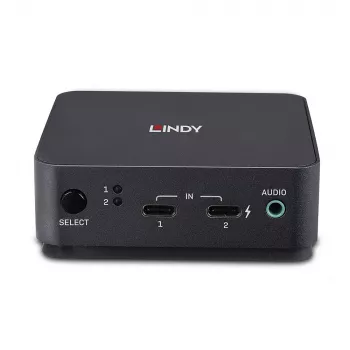Lindy 2 prievadų C tipo, DisplayPort 1.2 KVM jungiklis, 3840 x 2160 pikselių, 4K Ultra HD, pilkas