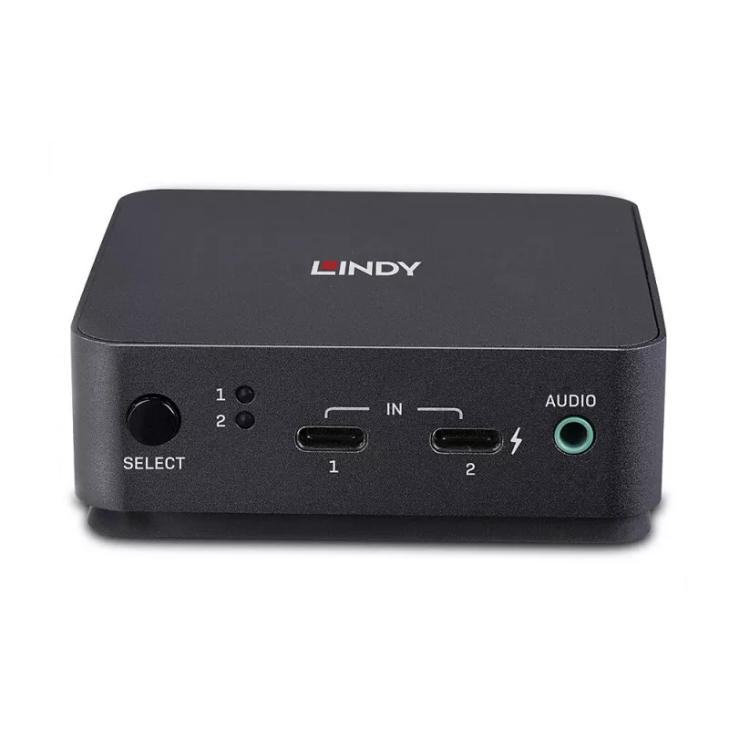Lindy 2 prievadų C tipo, DisplayPort 1.2 KVM jungiklis, 3840 x 2160 pikselių, 4K Ultra HD, pilkas