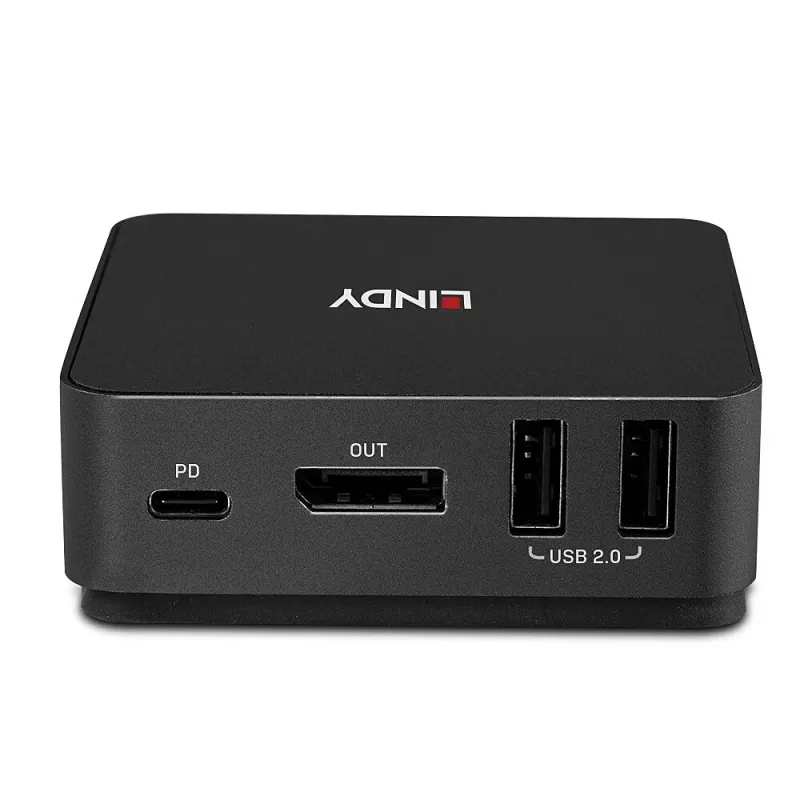 Lindy 2 prievadų C tipo, DisplayPort 1.2 KVM jungiklis, 3840 x 2160 pikselių, 4K Ultra HD, pilkas