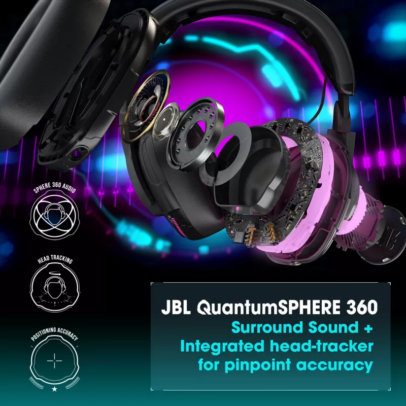JBL Quantum One Juoda, laidinės, Žaidimams, 20 - 20000 Hz, 526 g, Ausinės, Juoda