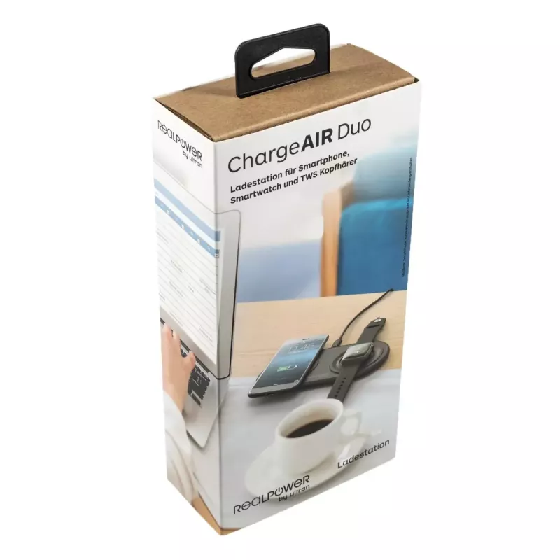 RealPower ChargeAIR Duo išmanusis telefonas išmanusis laikrodis juodas USB patalpų įkroviklis