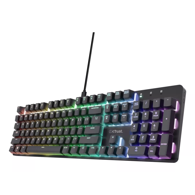 Žaidimų klaviatūra Trust GXT 871 Zora mechaninė USB RGB juoda