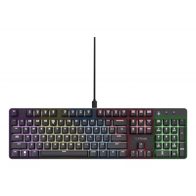 Žaidimų klaviatūra Trust GXT 871 Zora mechaninė USB RGB juoda