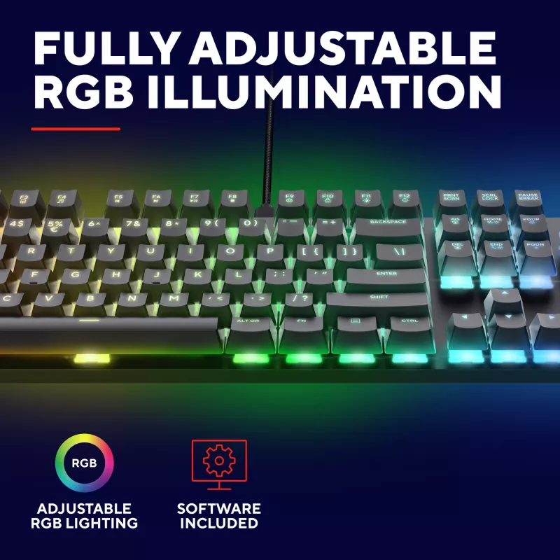 Žaidimų klaviatūra Trust GXT 871 Zora mechaninė USB RGB juoda
