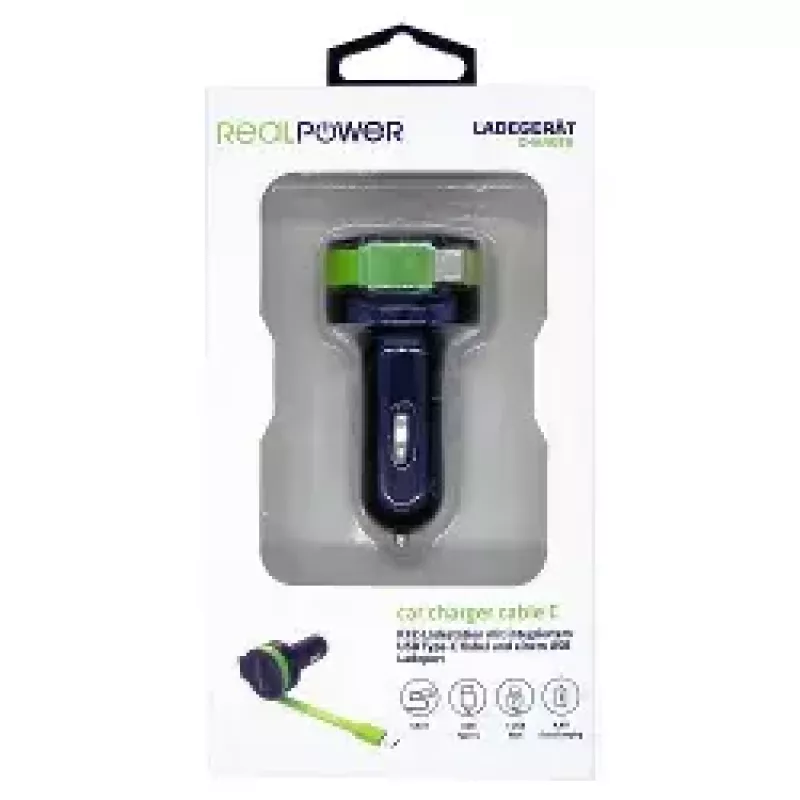 Mobiliojo įrenginio įkroviklis RealPower 257636 Universal Juoda Green