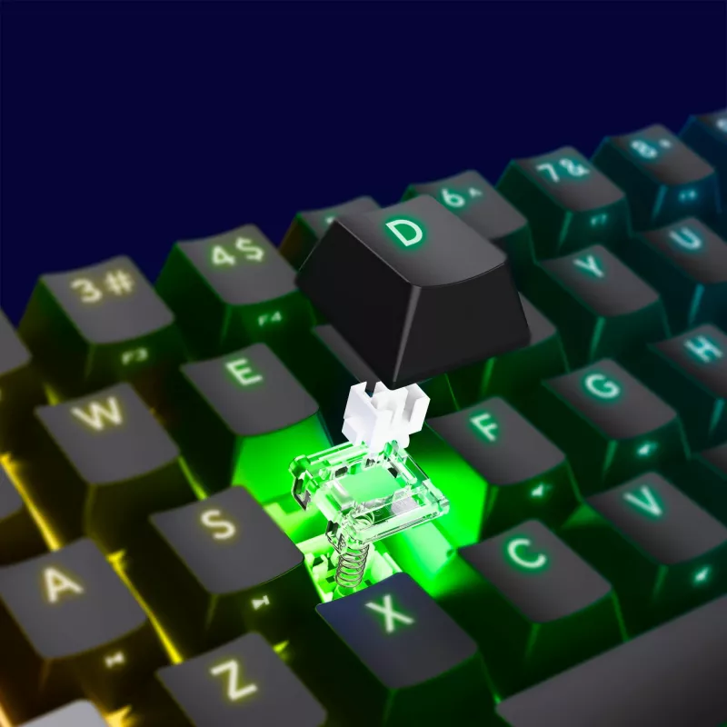 Trust GXT 867 Acira klaviatūra, žaidimų, USB, QWERTZ, vokiška, juoda, pilka, 60%, mechaninė, RGB