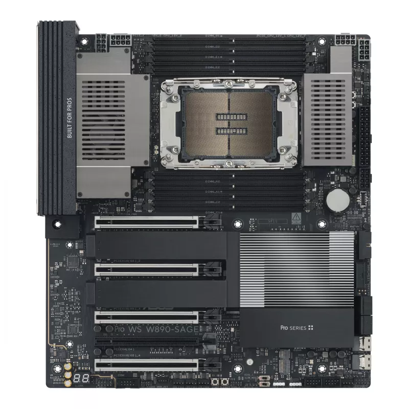 Motininė plokštė ASUS PRO WS W890-SAGE — Intel W890, LGA 4710-2, CEB, 8× DIMM, DDR5, Quad-channel, 2.5G ir 10G Ethernet