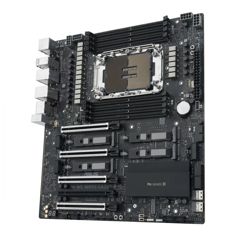 Motininė plokštė ASUS PRO WS W890-SAGE — Intel W890, LGA 4710-2, CEB, 8× DIMM, DDR5, Quad-channel, 2.5G ir 10G Ethernet