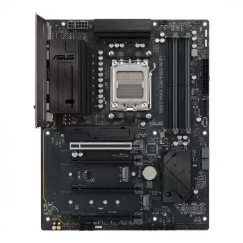 Pagrindinė plokštė ASUS B850 MAX GAMING WIFI, lizdas AM5, ATX, AMD B850, DDR5, 4 DIMM, 256 GB, Wi‑Fi 6E, 2,5 Gb Ethernet