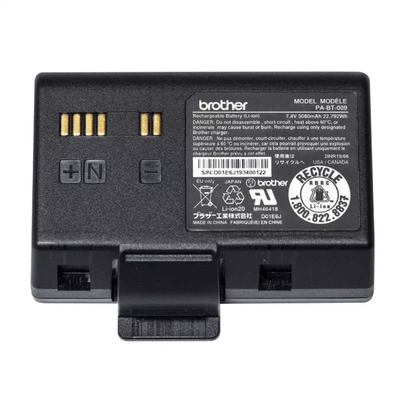 Baterija Brother etikečių spausdintuvams PABT009 – suderinama su RJ-3035B ir RJ-3055WB, 1 vnt., juoda