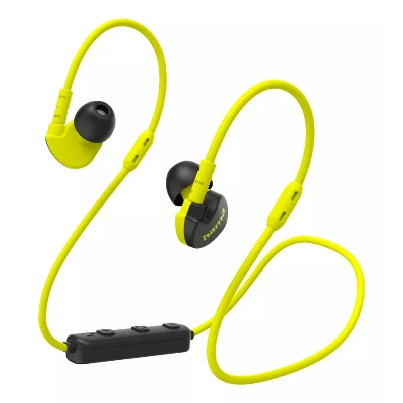 Hama Freedom Athletics III belaidės ausinės su ausies kabliuku, įdedamos į ausį, sportinės Bluetooth juodos, geltonos