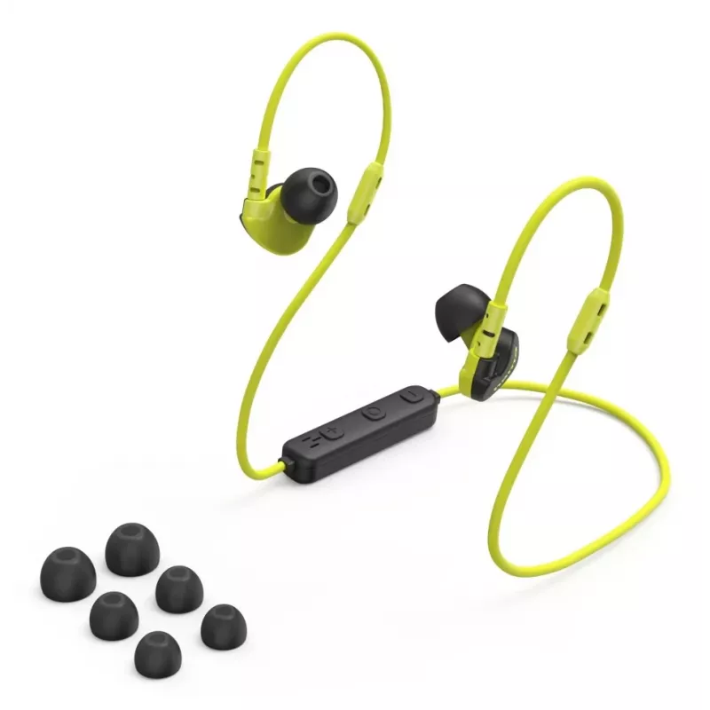 Hama Freedom Athletics III belaidės ausinės su ausies kabliuku, įdedamos į ausį, sportinės Bluetooth juodos, geltonos