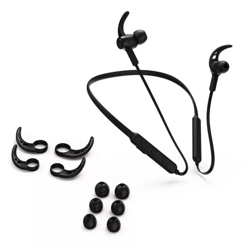 Hama Freedom Neck III ausinės belaidės užkabinamos už ausies, į ausis įdedamos sportinės Bluetooth juodos