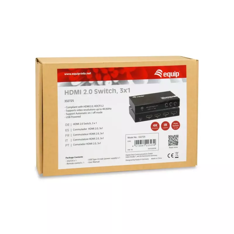 Equip 332725 vaizdo jungiklis HDMI
