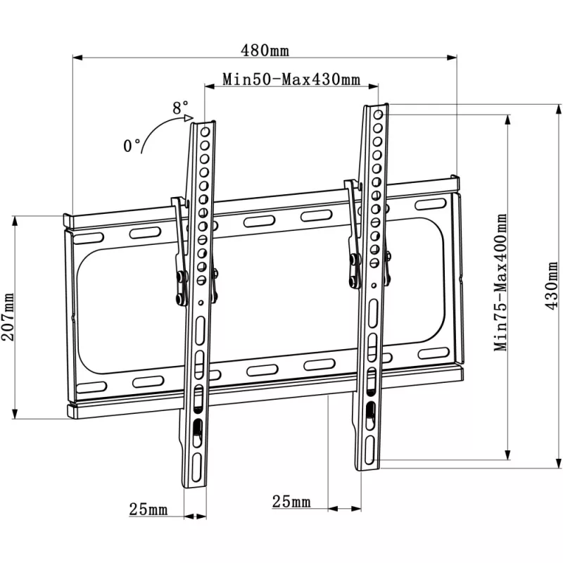 Techly ICA-PLB 261M televizoriaus laikiklis / stovas 142,2 cm (56 colių) juodas