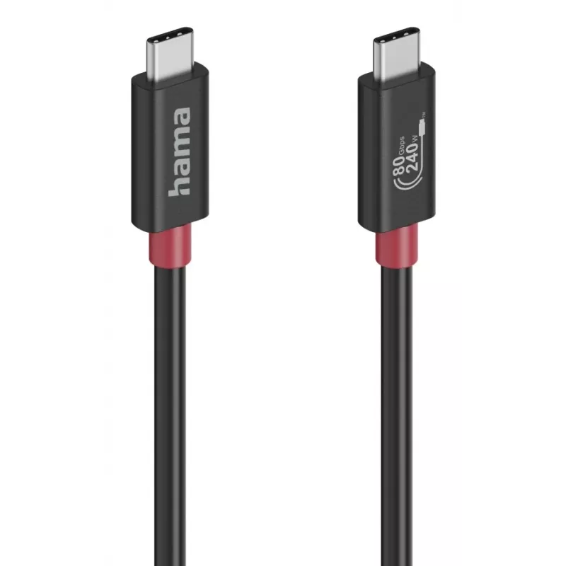 Hama USB-C laidas, E-Marker, USB4 Gen4, 80 Gbit/s, 5 A, 240 W, 1,00 m