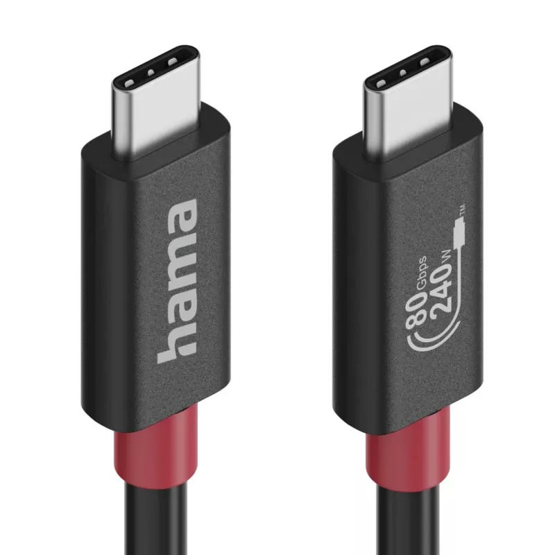 Hama USB-C laidas, E-Marker, USB4 Gen4, 80 Gbit/s, 5 A, 240 W, 1,00 m
